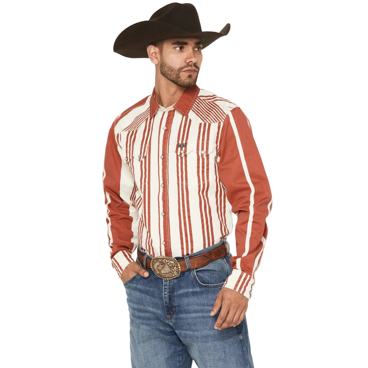 Kimes Men's Long Sleeve Bandit Striped Dress Shirt - Multiple Colours