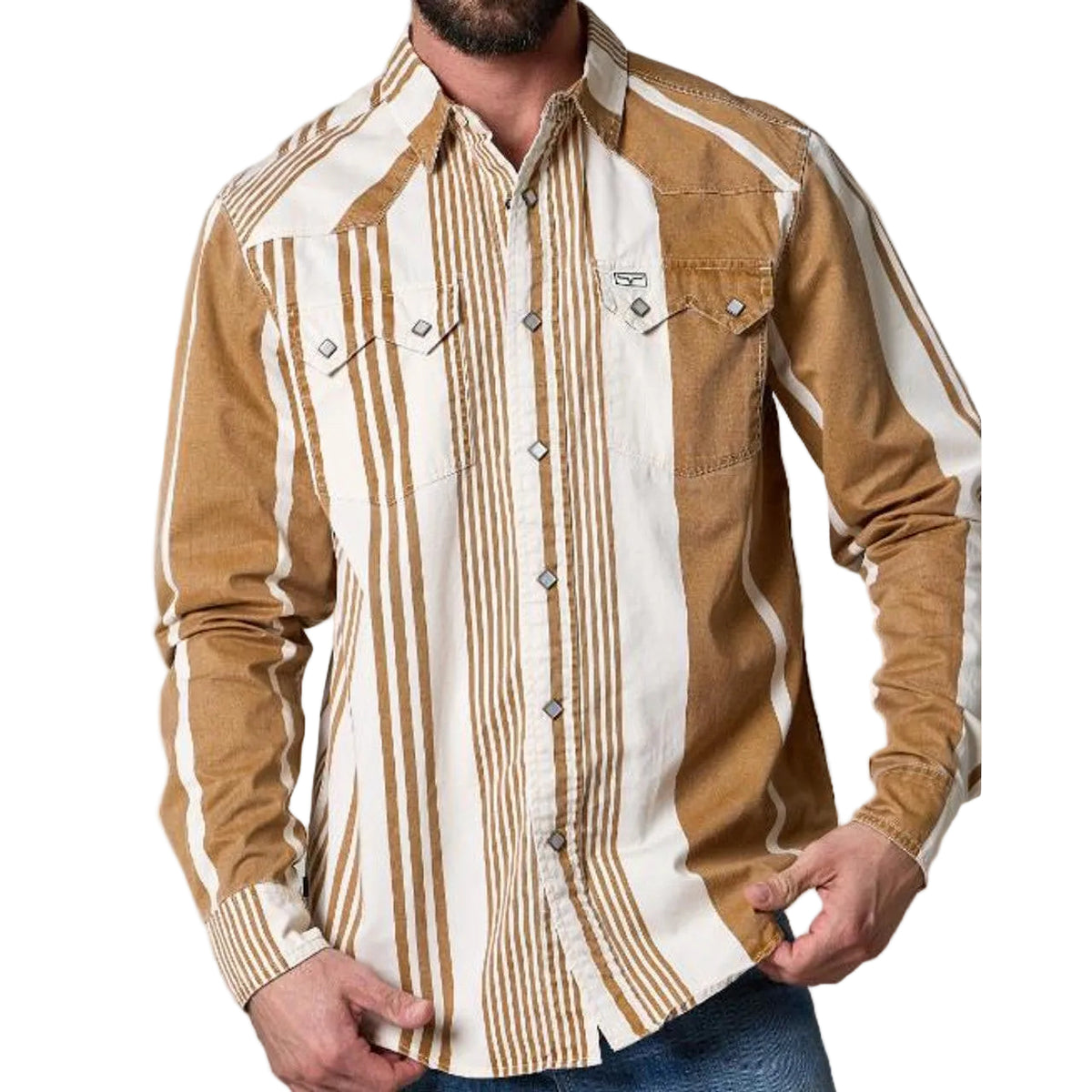 Kimes Men's Long Sleeve Bandit Striped Dress Shirt - Multiple Colours