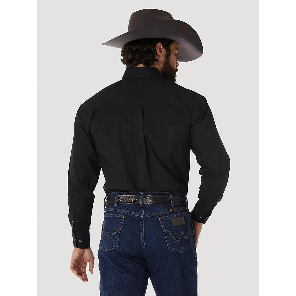 Wrangler Men's George Strait Long Sleeve Button-Down Solid Shirt - Black - Irvine Tack & Western Wear