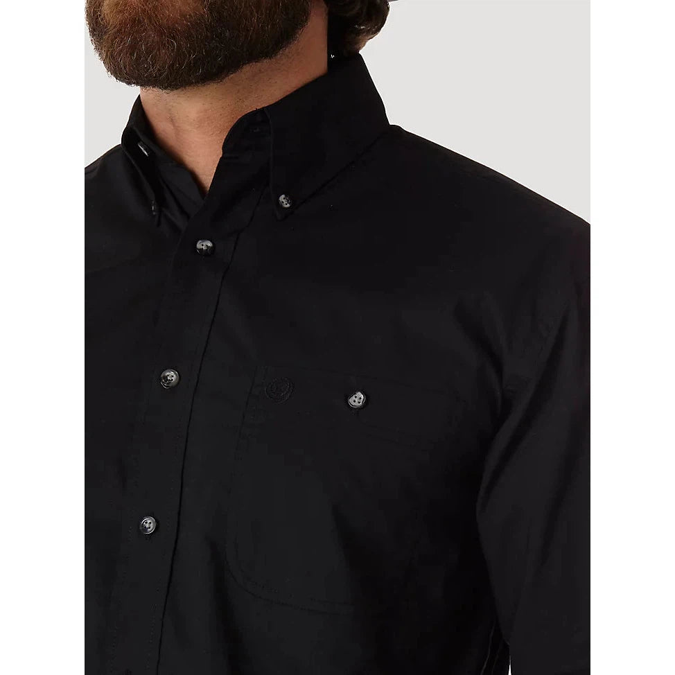 Wrangler Men's George Strait Long Sleeve Button-Down Solid Shirt - Black - Irvine Tack & Western Wear