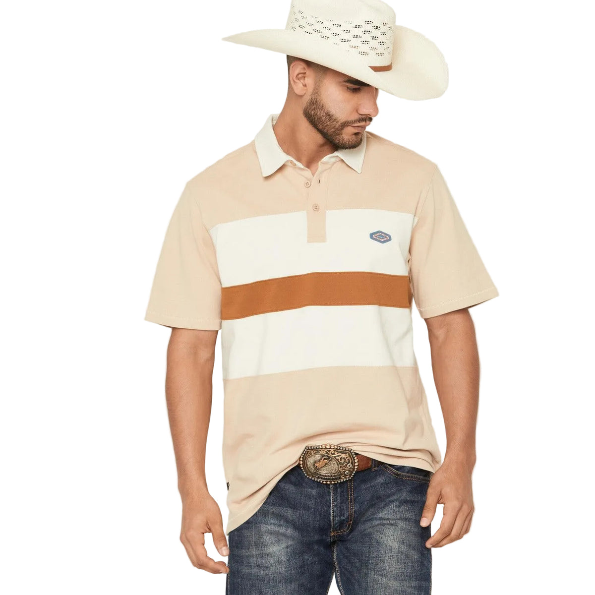 Kimes Men's 1874 Short Sleeve Stripe Block Polo Shirt - Multiple Colours
