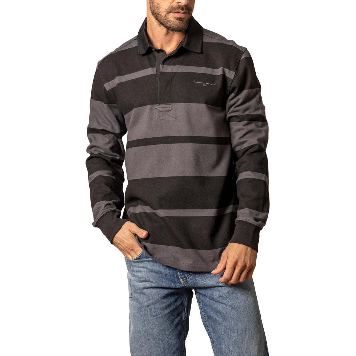 Kimes Men's Bulldog Rugby Long Sleeve Shirt - Multiple Colours