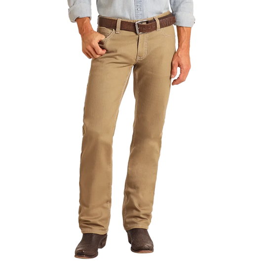 Rock & Roll Men's Double Barrel Relax Fit Straight Leg Jeans - Khaki