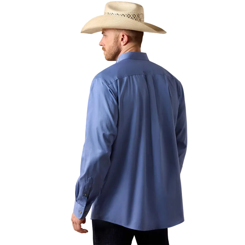 Ariat Men's Team Logo Lightweight Twill Classic Fit Long Sleeve Shirt - Colonial Blue/White