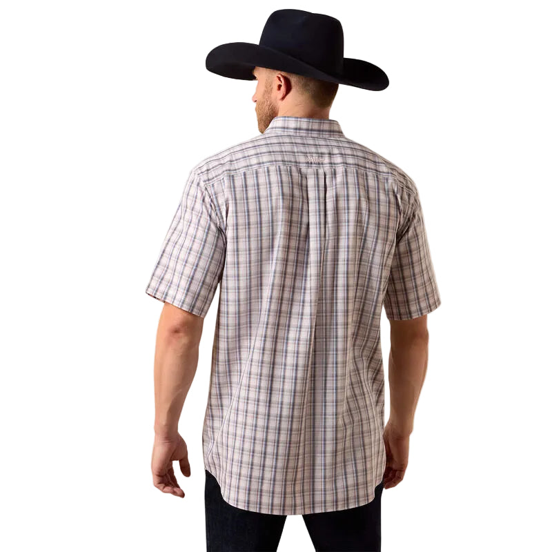 Ariat Men's Wrinkle Free Wolcott Classic Fit Short Sleeve Shirt - White Multi Barely Pink