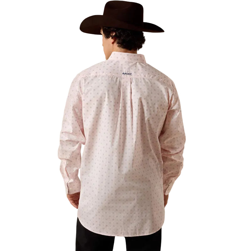 Ariat Men's Wrinkle Free Wally Fitted Long Sleeve Geo Print Shirt - Barely Pink