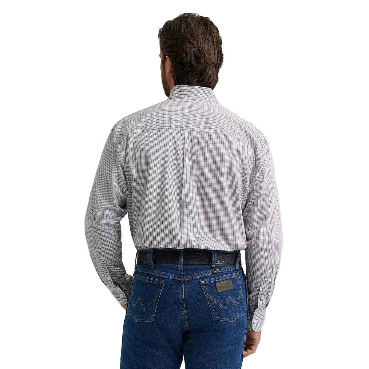 Wrangler® George Strait™ Long Sleeve Button Down 2 Pocket Shirt - Charcoal Madras