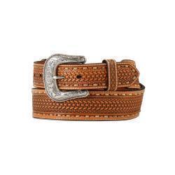 M&F Nocona Men's 1 7/8 - 1 1/2" Basket Weave Body Raw Hide Buck Lace Belt- Natural - Irvine Tack & Western Wear