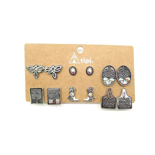 Snowing West 6 Pair Mixed Earring Set