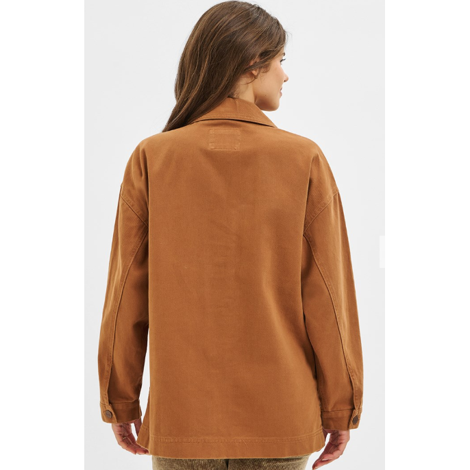 Risen Women's Oversized Side Step Hem Jacket- Brown