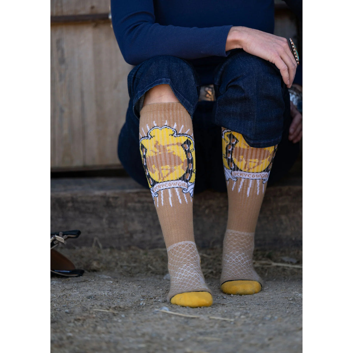 Lucky Chuck Lucky Bucking Cowgirl Tan Performance Boot Socks