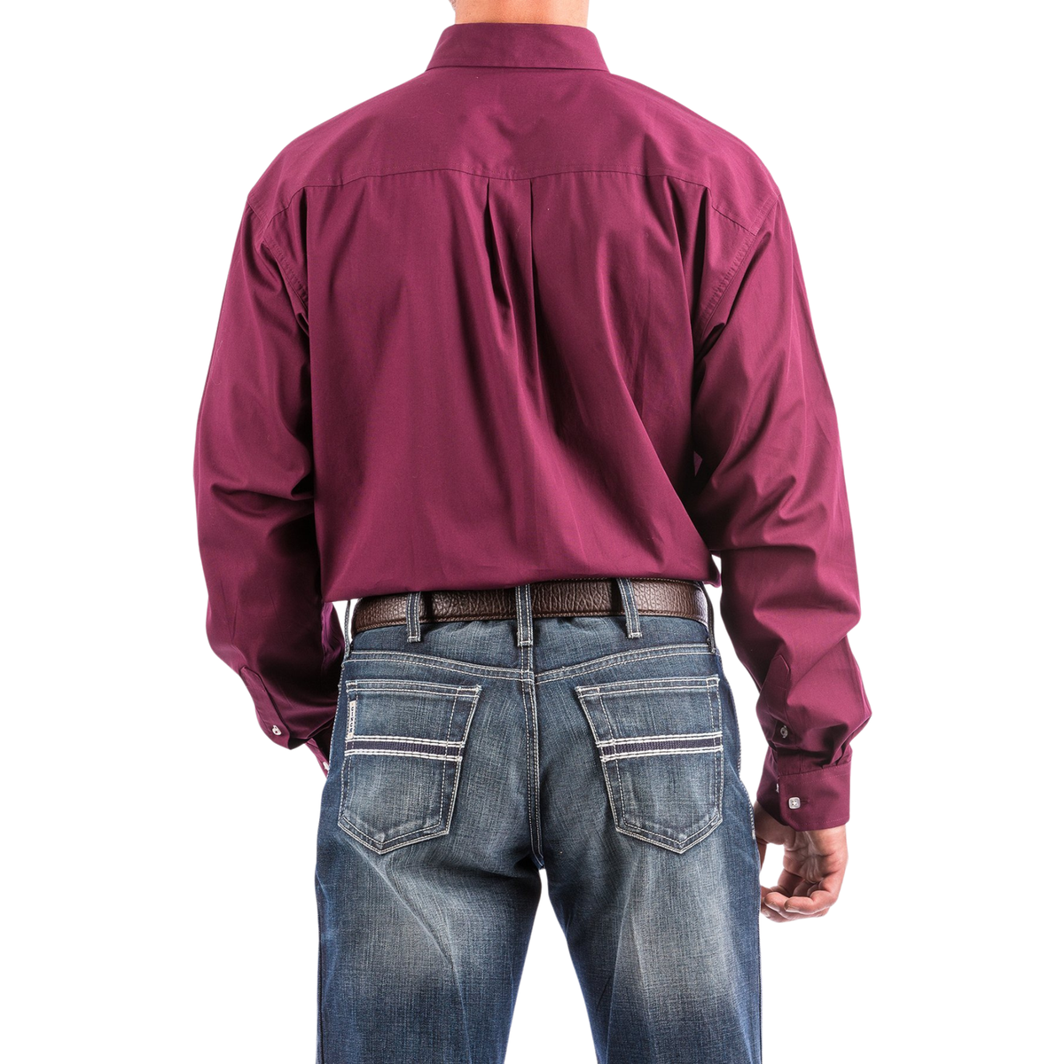 Cinch Men's Classic Fit Solid Button-Down Long Sleeve Shirt - Burgundy - Irvine Tack & Western Wear