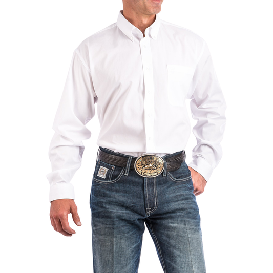 Cinch Classic Fit Men's Cotton Long Sleeve Shirt - White - Irvine Tack & Western Wear
