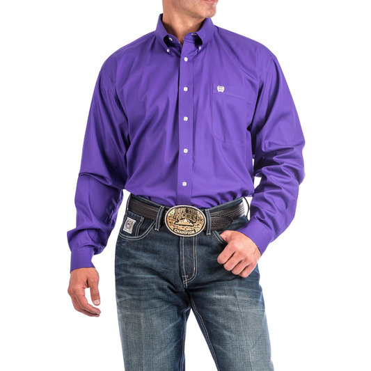 Cinch Men's Classic Fit Solid Button-Down Shirt - Purple - Irvine Tack & Western Wear