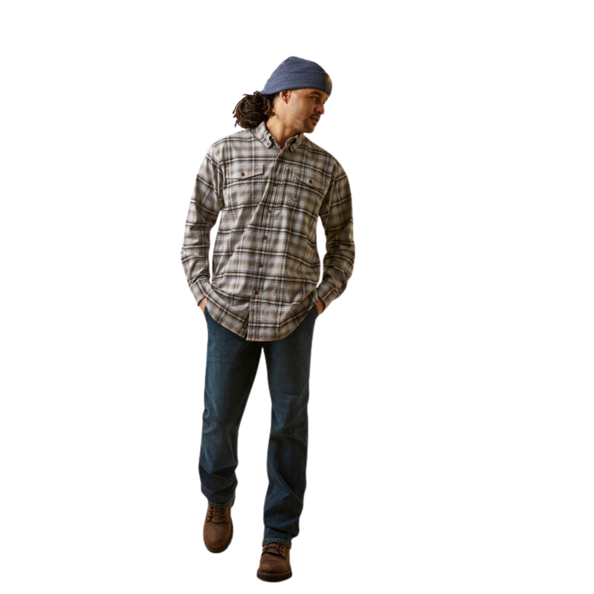 Ariat Men's Rebar Flannel DuraStretch Work Shirt - Alloy Plaid