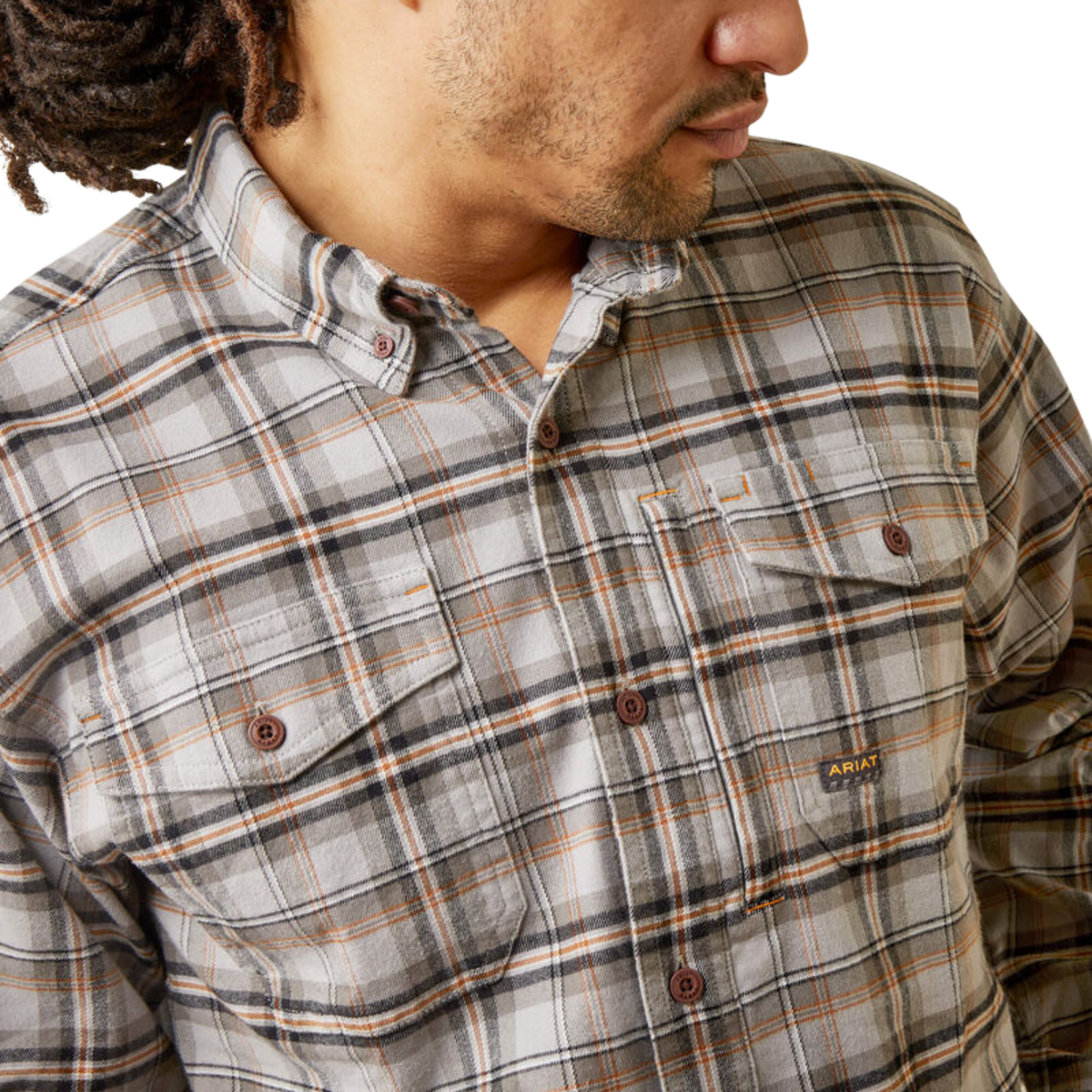 Ariat Men's Rebar Flannel DuraStretch Work Shirt - Alloy Plaid