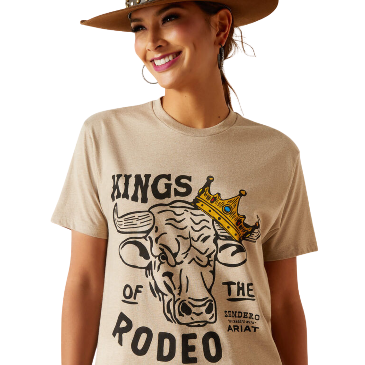 Ariat Unisex Sendero King Cow T-Shirt - Oatmeal Heather