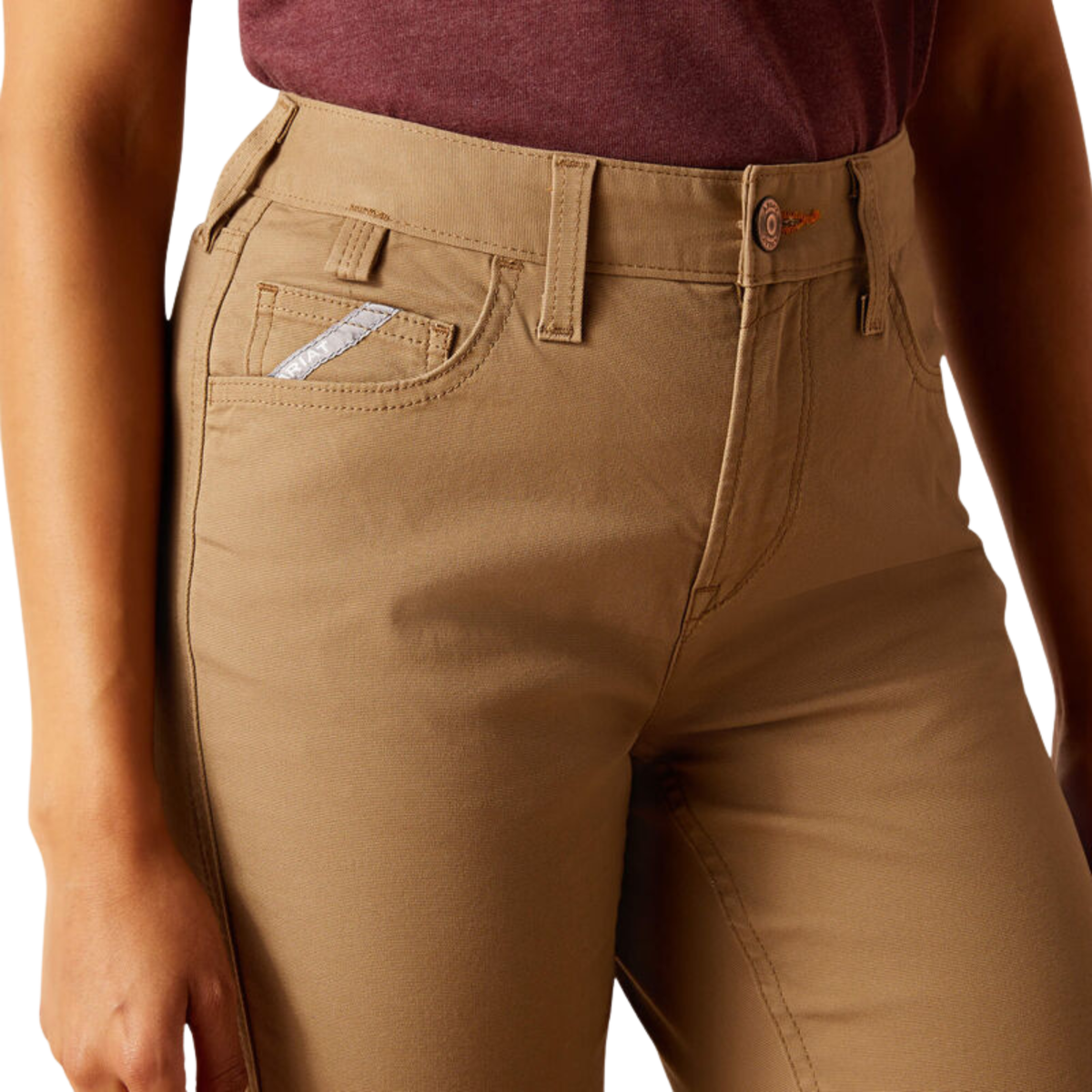 Ariat Women's Rebar Made Tough Perfect Rise Straight Pants - Field Khaki - Irvine Tack & Western Wear