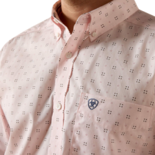 Ariat Men's Wrinkle Free Wally Fitted Long Sleeve Geo Print Shirt - Barely Pink