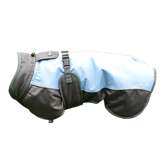 L Henry Wag Premium Waterproof Dog Coat Grey/Blue (55 cm)