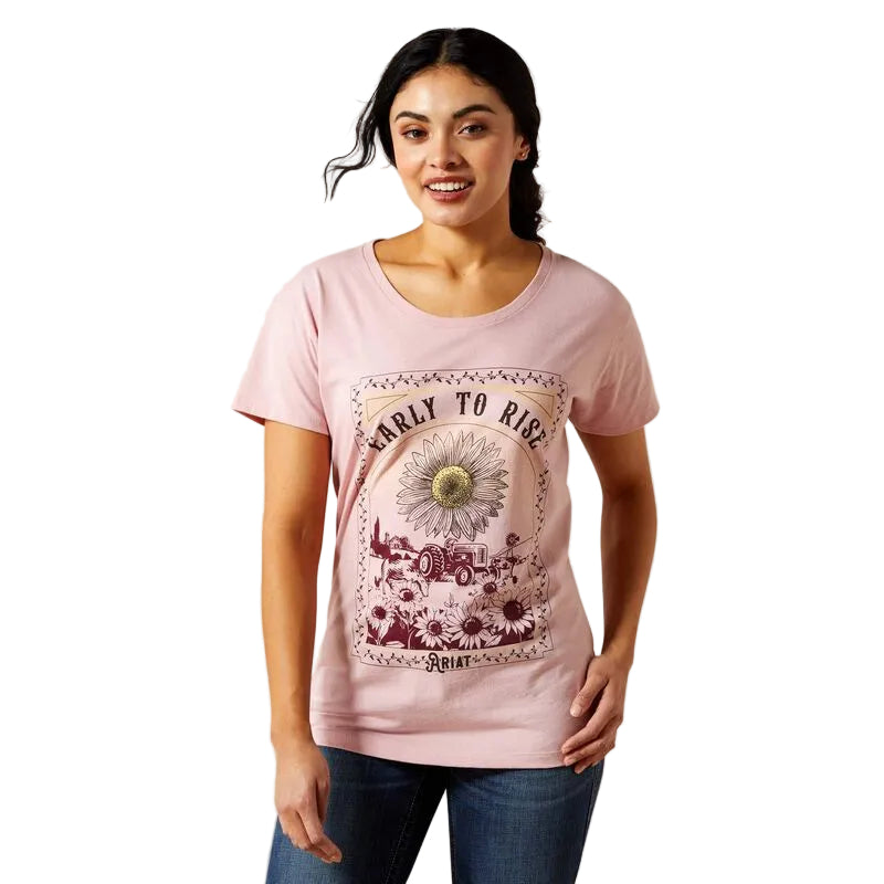 Ariat Women's Early to Rise Short Sleeve Tee Shirt - Dusty Pink - Irvine Tack & Western Wear