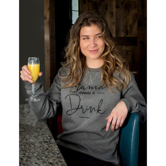 Cowgirl Tuff Women's Mama Needs a Drink Crew Neck Sweatshirt - Gray