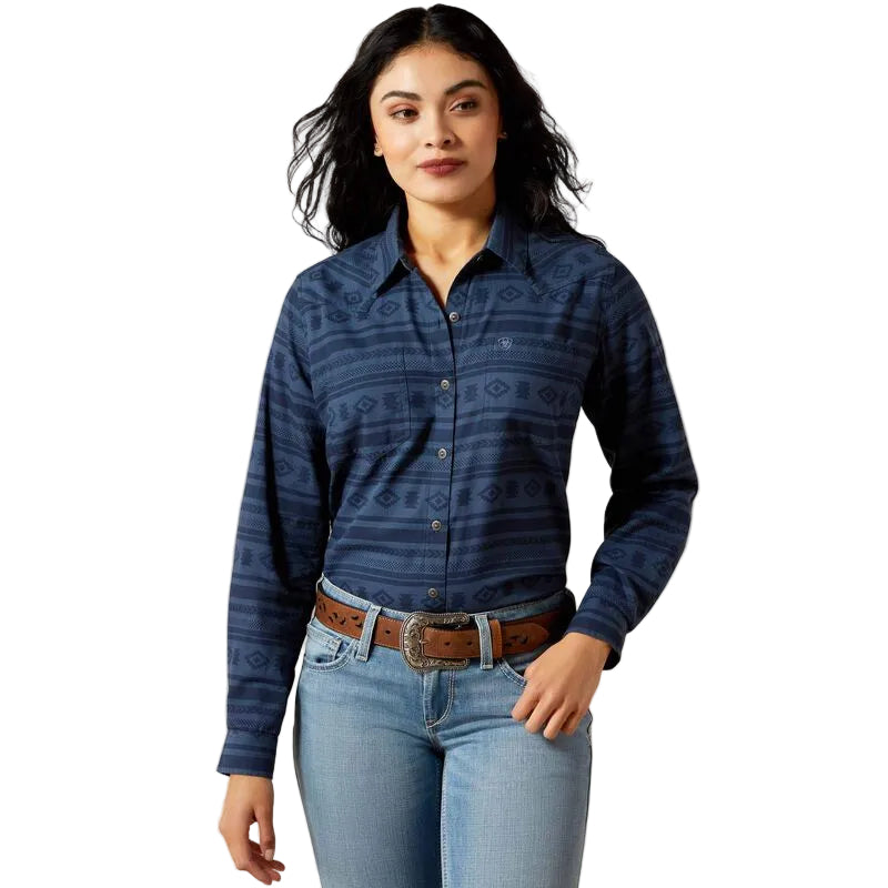 Ariat Women's Billie Jean Long Sleeve Shirt - Vintage Indigo Southwest
