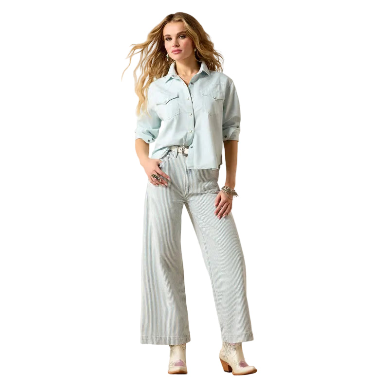 Ariat Women's Asheville Snap Long Sleeve Shirt - Light Wash Indigo - Irvine Tack & Western Wear