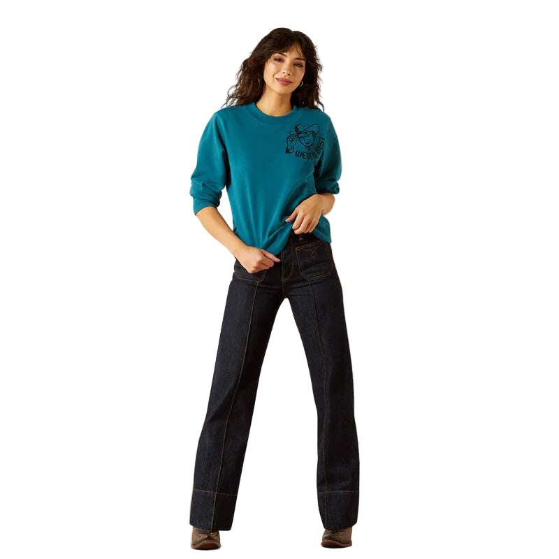 Ariat Women's Long Sleeve Sendero West is Best Sweatshirt - Dragonfly