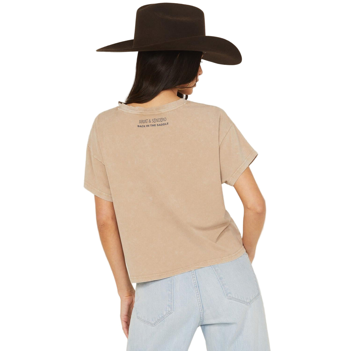 Ariat Women's Short Sleeve Sendero x Wild West Country Fest Tee Shirt - Tan Mineral Wash