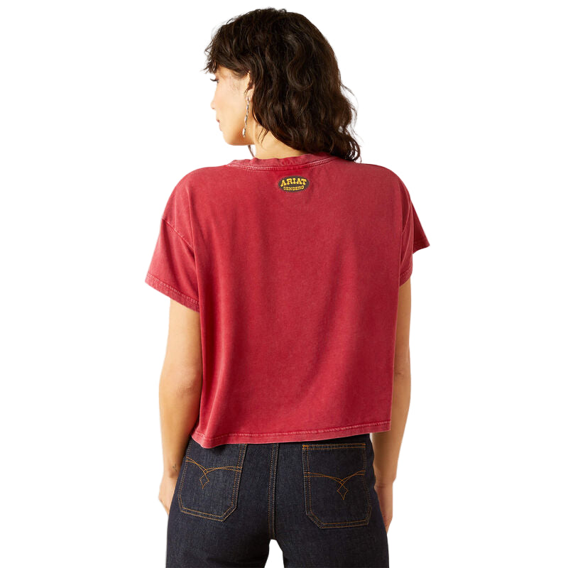 Ariat Women's Short Sleeve Sendero Slow Horses Tee Shirt - Biking Red Mineral Wash