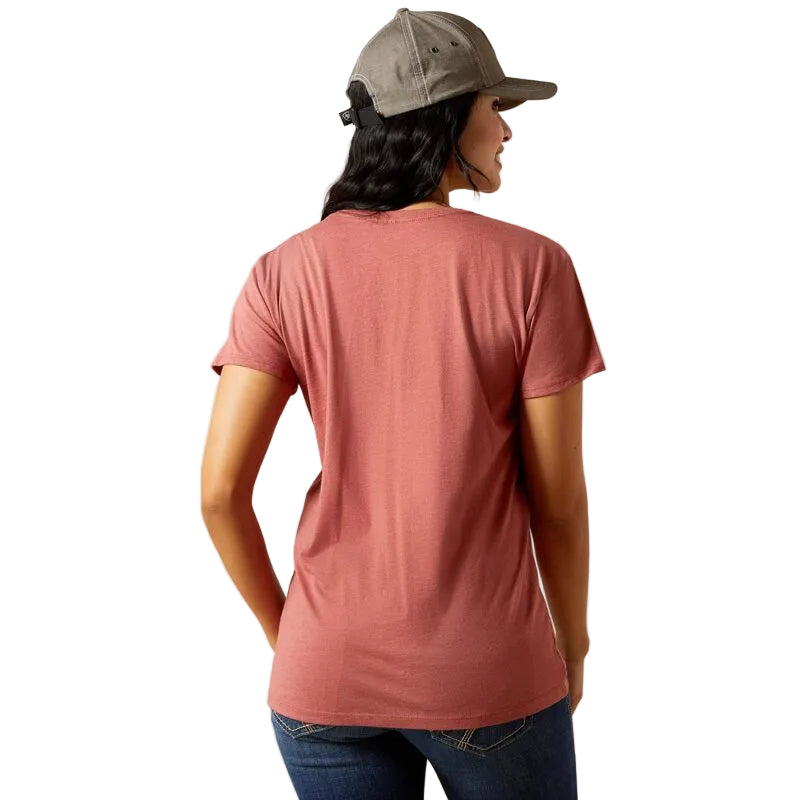 Ariat Women's Southwest Logo Landscape Short Sleeve Tee Shirt - Red Clay Heather