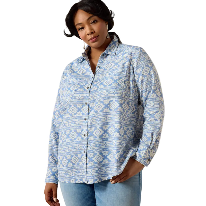 Ariat Women's Billie Jean Long Sleeve Shirt - Ashleigh Blue Crystal Soutwest - Irvine Tack & Western Wear