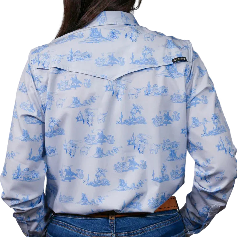 Brand Cowboy Women's The Canyon Claire Long Sleeve Shirt - White/Light Blue - Irvine Tack & Western Wear