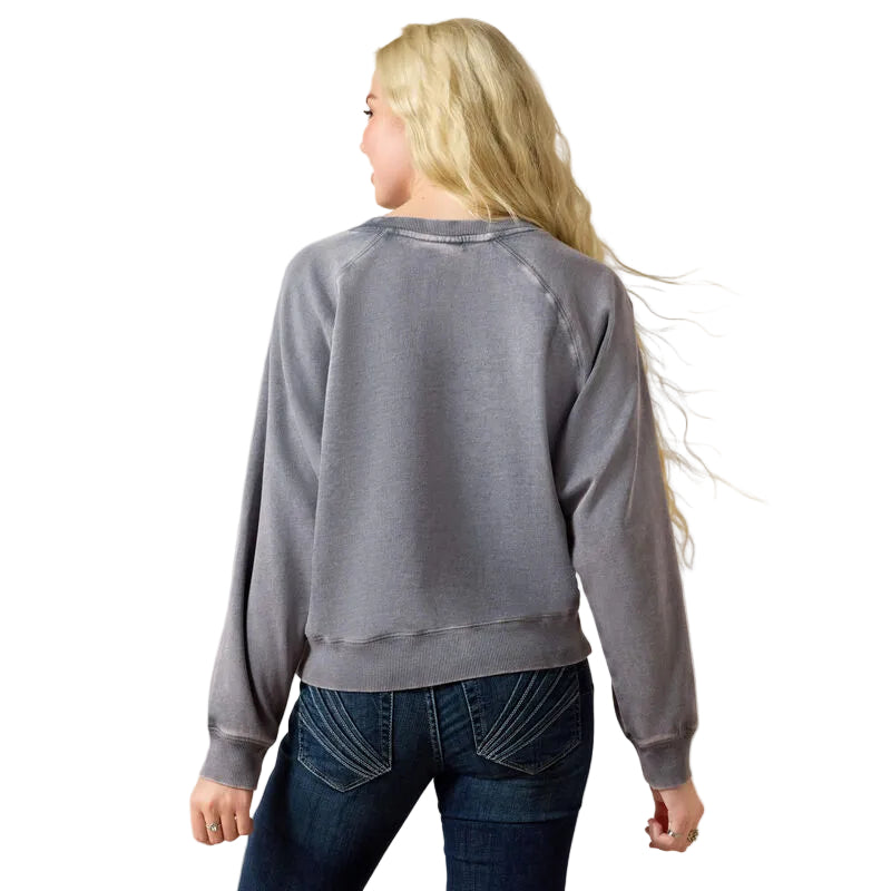 Ariat Women's Vintage Raglan Long Sleeve Sweatshirt - Ombre Blue Mineral Wash