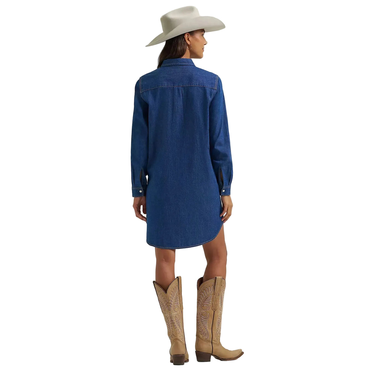 Wrangler Women's Relaxed Long Sleeve Western Shirt Dress - Dark Denim