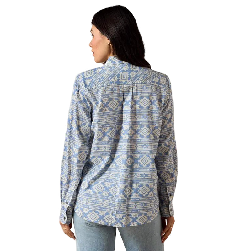 Ariat Women's Billie Jean Long Sleeve Shirt - Ashleigh Blue Crystal Soutwest - Irvine Tack & Western Wear