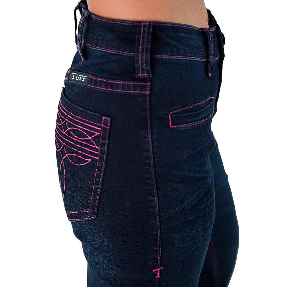 Cowgirl Tuff Women's Pink Bootstitch Trouser Jeans - Dark Wash
