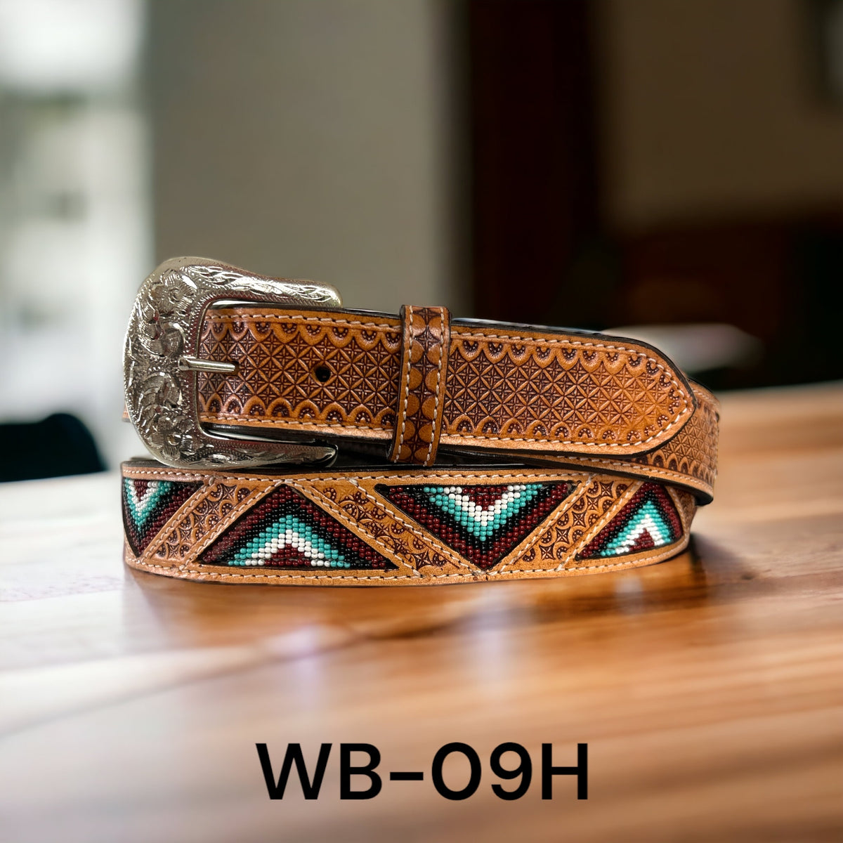 Ranger Belt Company Adult  Natural Beaded and Tooled - Irvine Tack & Western Wear