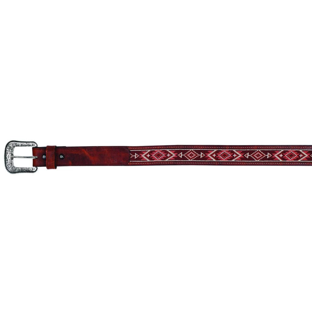 Red Dirt Hat Co Women's Coral Seed Beaded Inlay Belt - Brown/Red