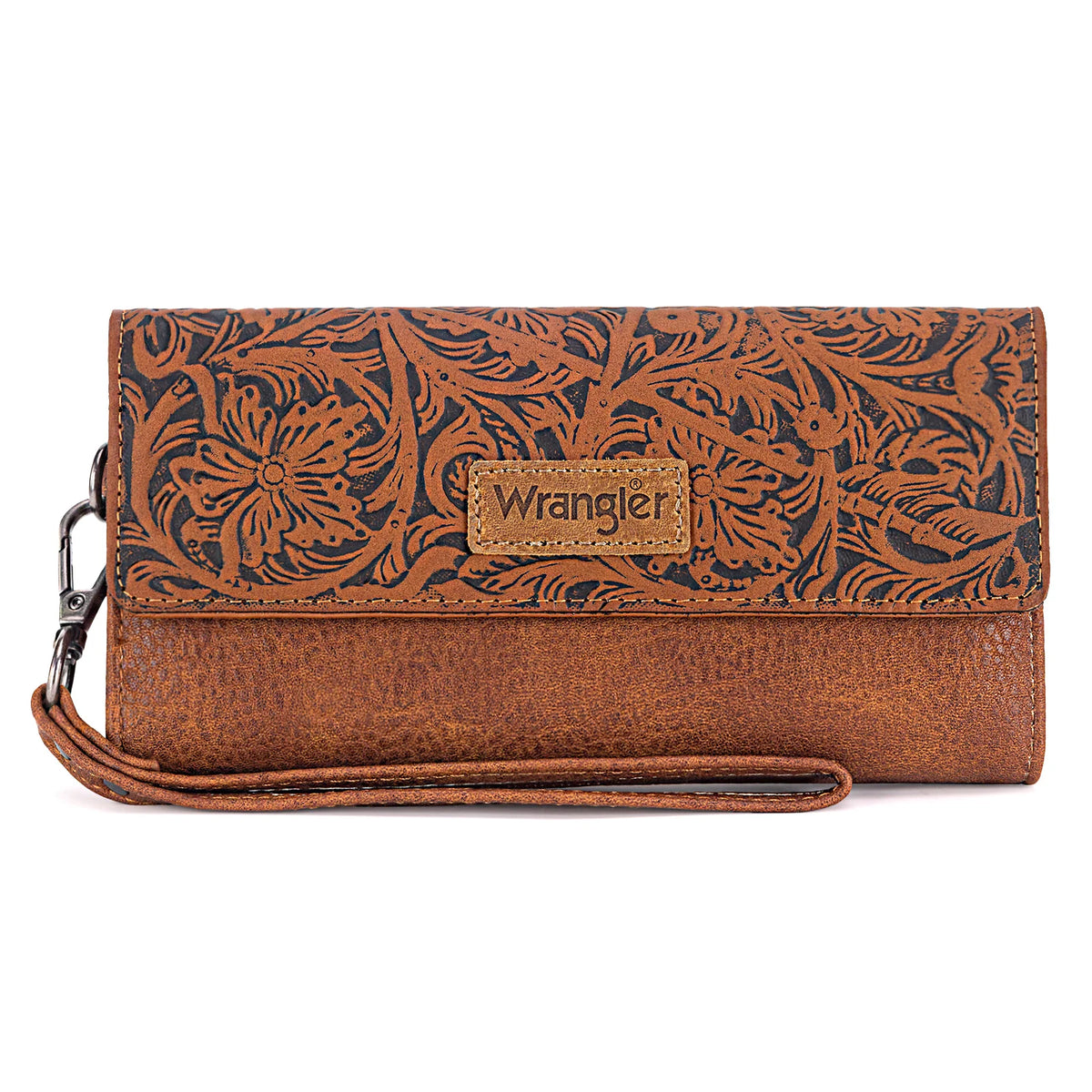 Wrangler Western Floral Tooled Trifold Wallet/Wristlet- Multiple Colors - Irvine Tack & Western Wear