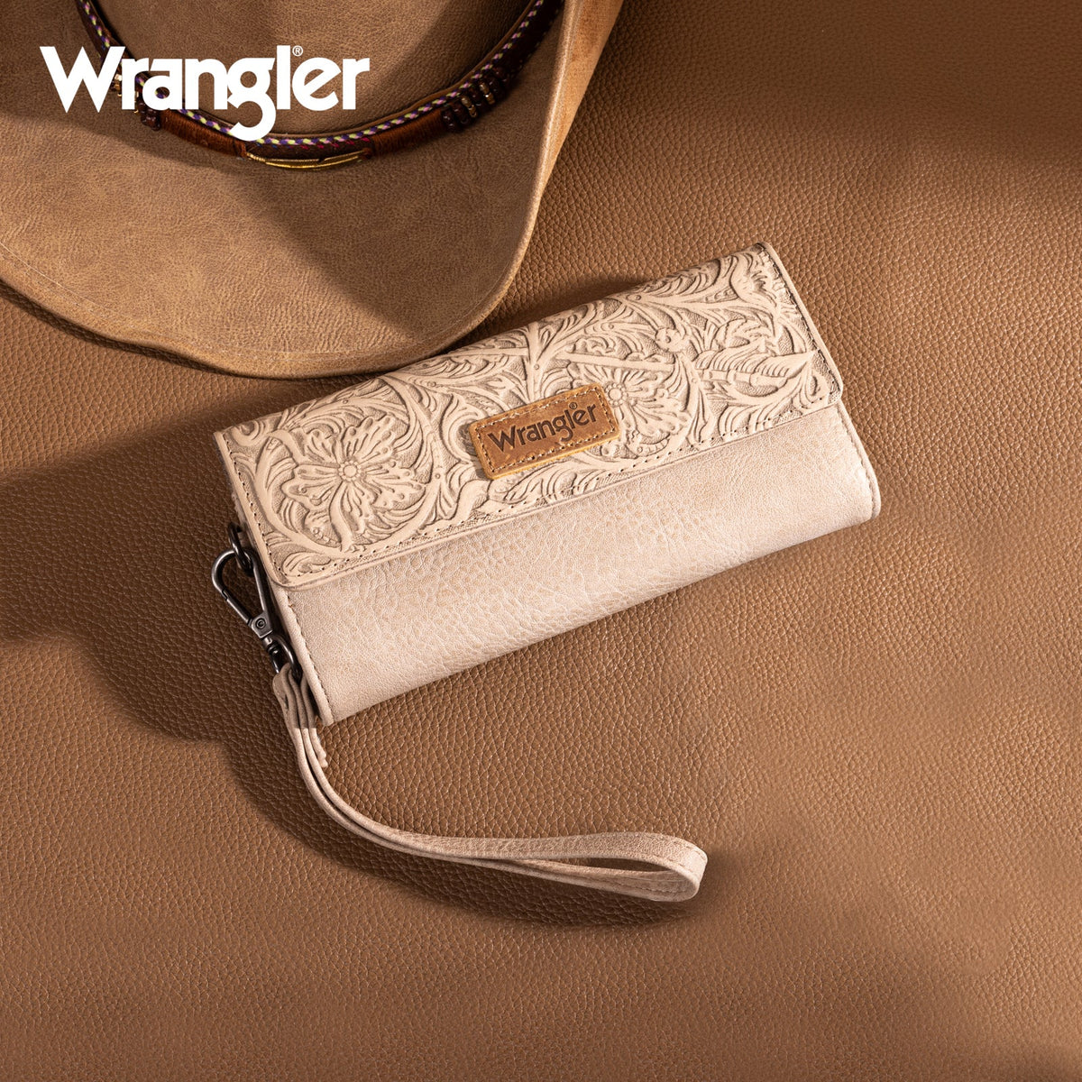 Wrangler Western Floral Tooled Trifold Wallet/Wristlet- Multiple Colors - Irvine Tack & Western Wear