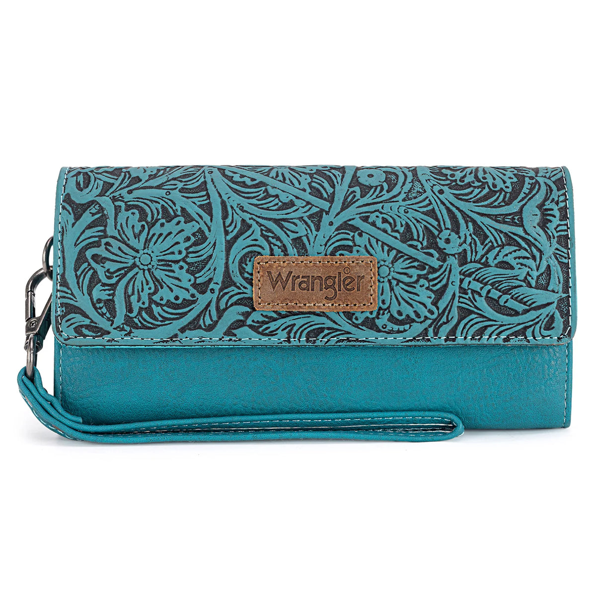 Wrangler Western Floral Tooled Trifold Wallet/Wristlet- Multiple Colors - Irvine Tack & Western Wear