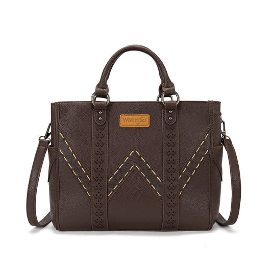 Wrangler Western Stitch & Embossed Chevron Satchel Tote Bag- Multiple Colours