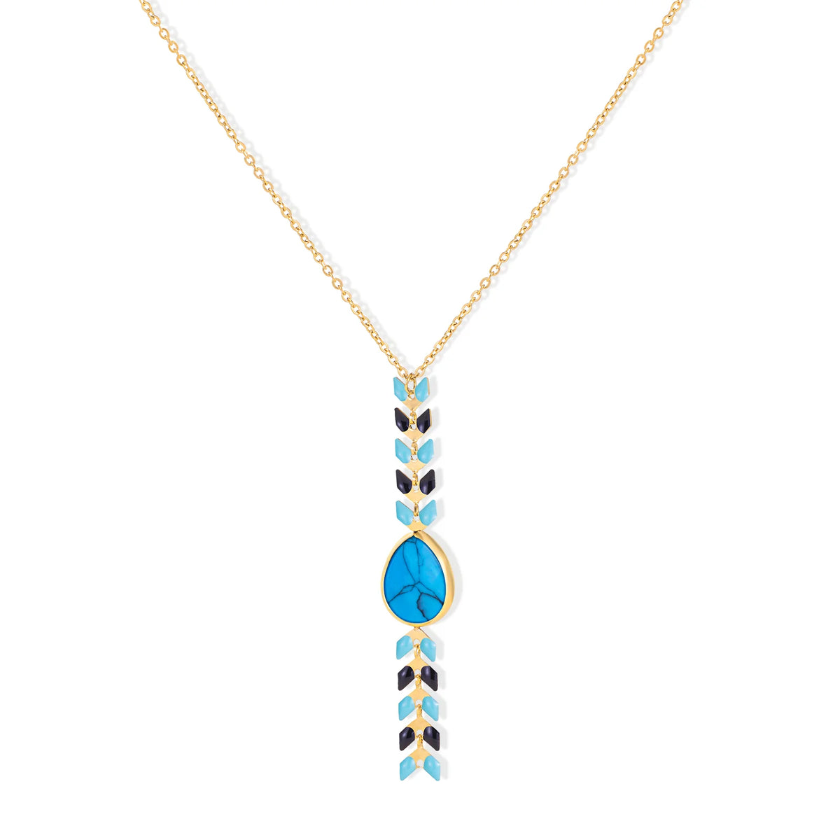 Wrangler Western Wheat Necklace Natural Stone Pendant-Green