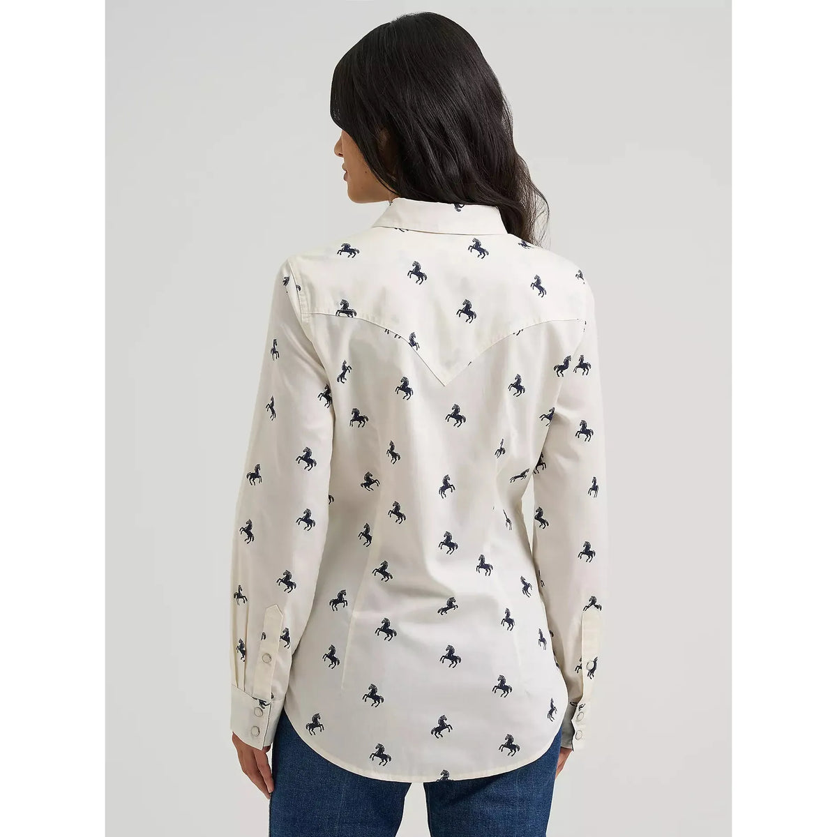 Wrangler Women's Long Sleeve Olivia Horse Western Snap Shirt - Bone