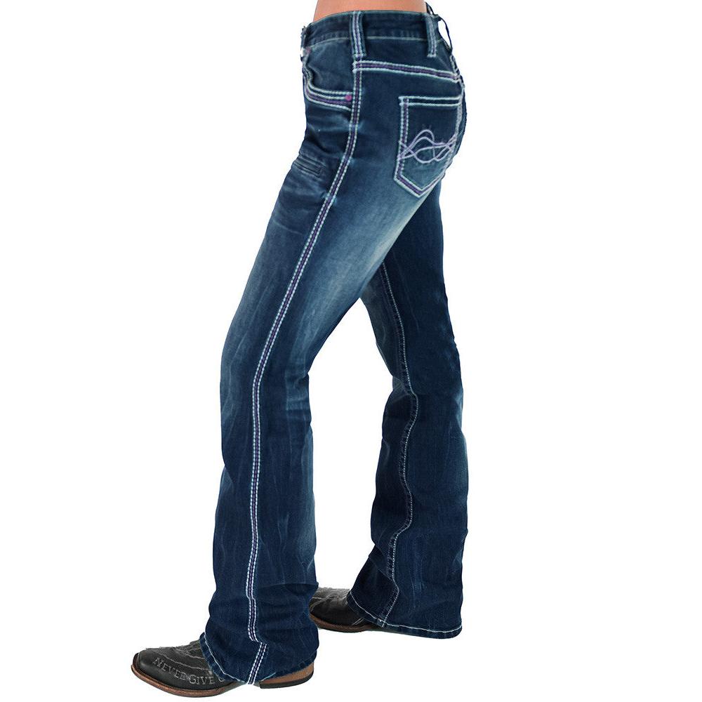 Cowgirl Tuff Women's Purple Hurricane Bootcut Jean - Dark Wash