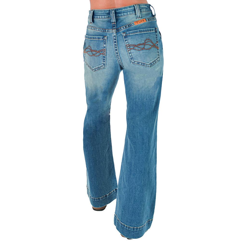 Cowgirl Tuff Women's Rustee DFMI Wide Leg Trouser Jean - Medium Wash