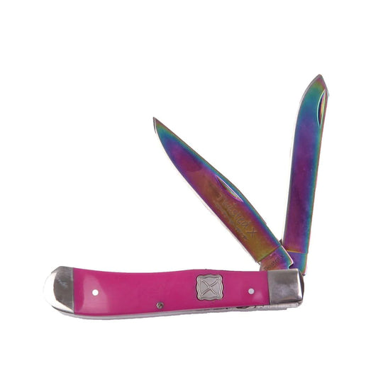 Twisted X Rainbow Bladed Trapper Folding Knife - Acrylic Pink - Irvine Tack & Western Wear