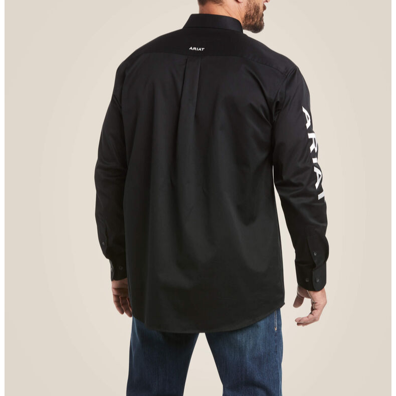Ariat Men's TM Logo Twill Classic Long Sleeve Shirt - Black & White